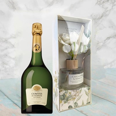 Taittinger Comtes de Grand Crus Champagne 2011 75cl With Cardamon & Mimosa Floral Diffuser